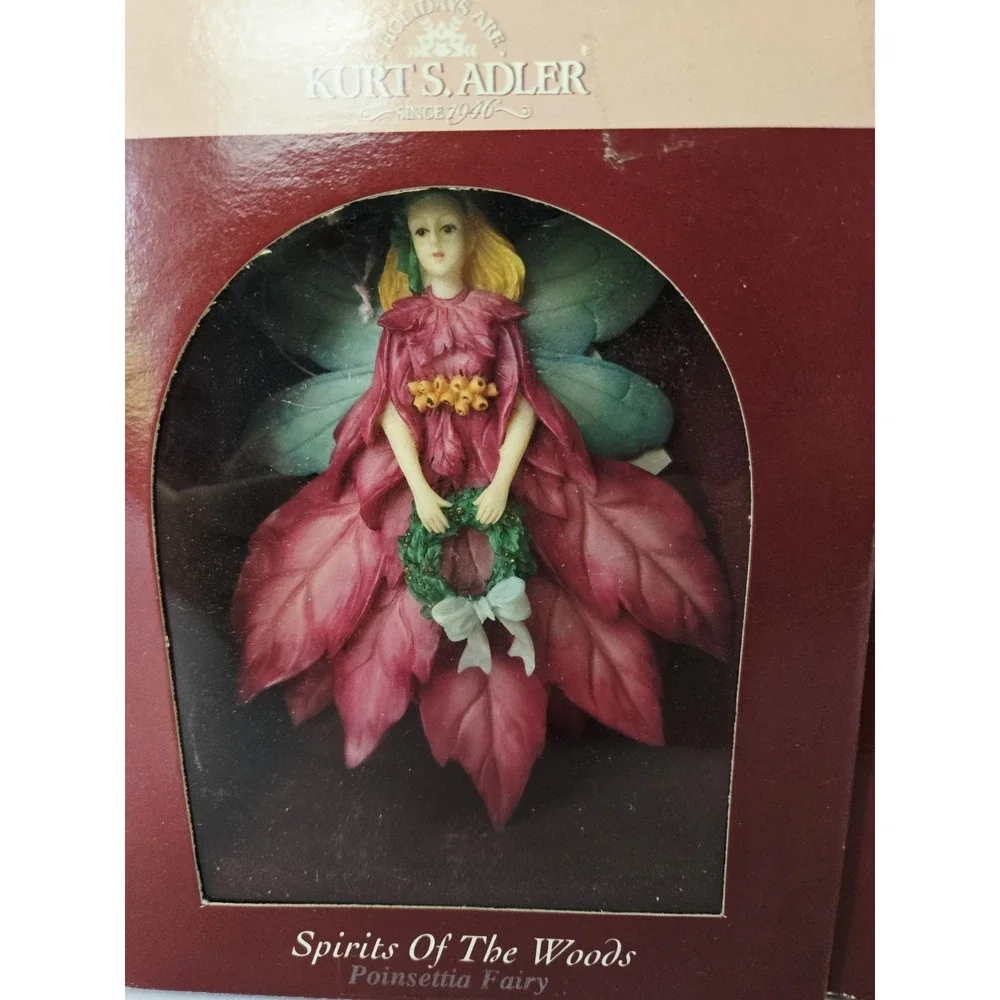 Kurt S Adler Spirit of the Woods angel fairy ornaments NIB set of 4 flowers‎